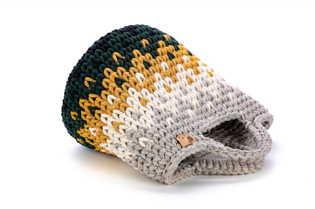 Horgolt táska mintával /többszínű/ bézs-zöld