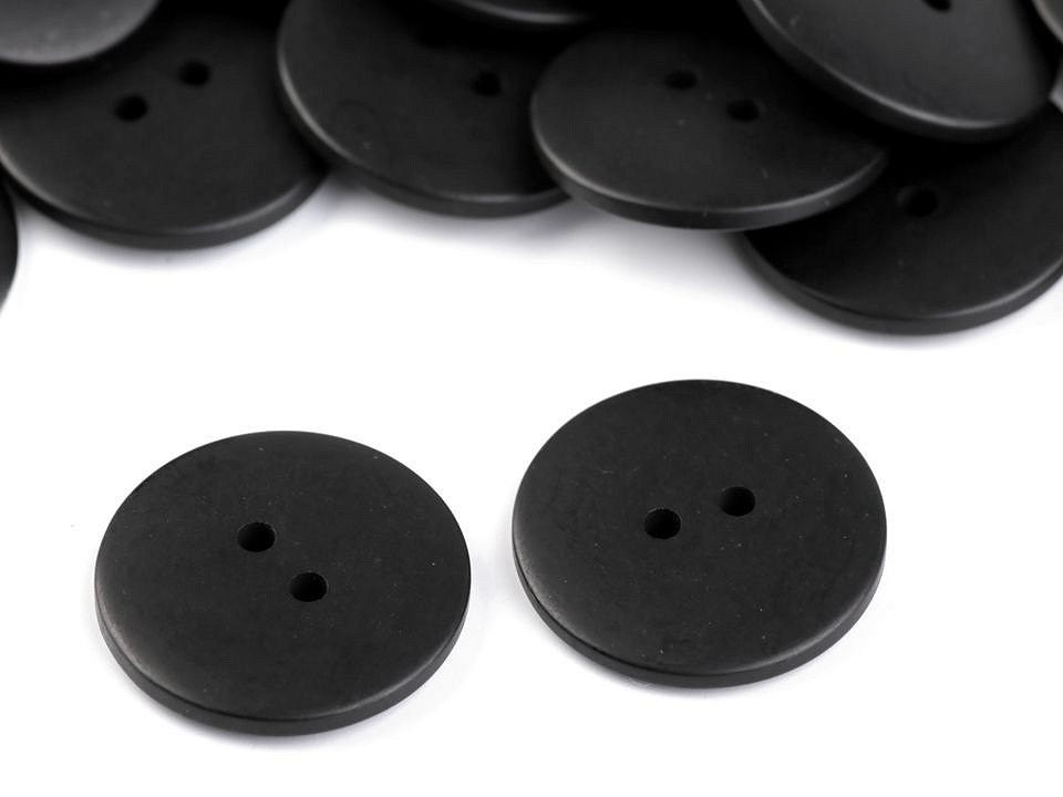 Műanyag gombok, 2 lyukkal, 36'-os méret - fekete