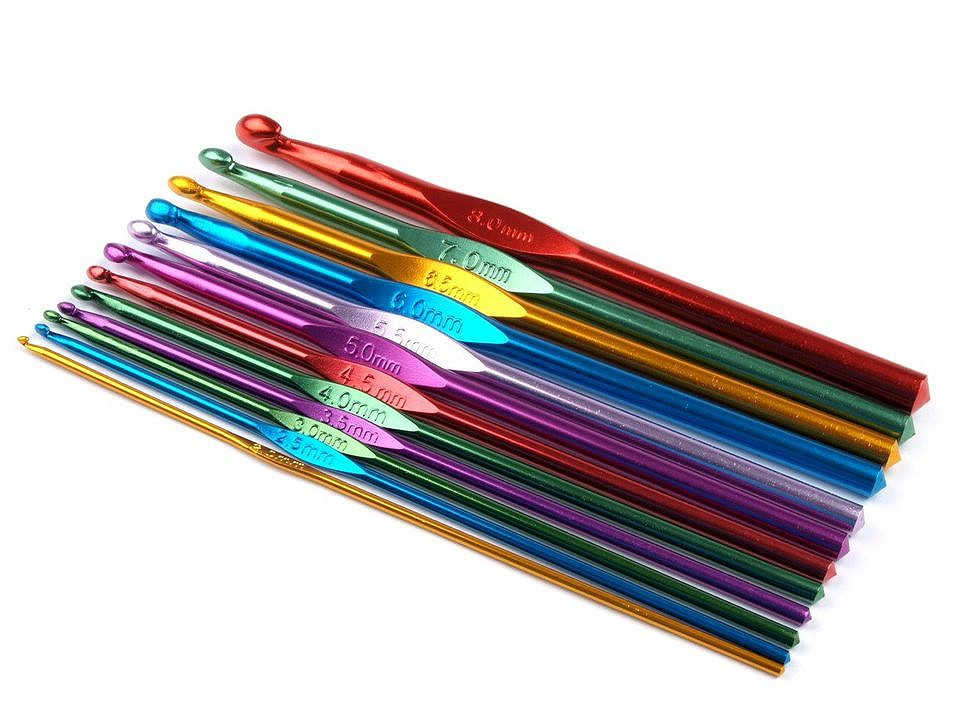 Set 12 croșete aluminiu, mărimea 2 - 8