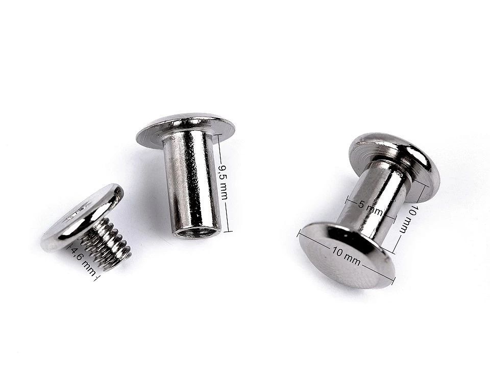 Butoni cu șurub pentru pielarie, Ø10 mm-nichel