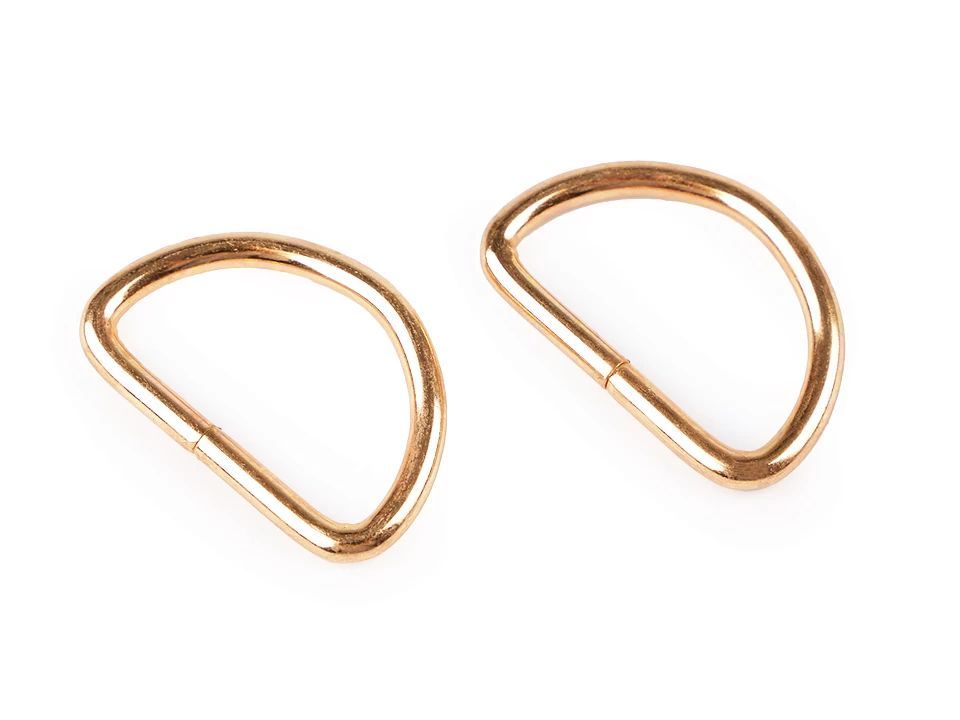 Inel metalic tip D, lățime 25 mm- auriu rose