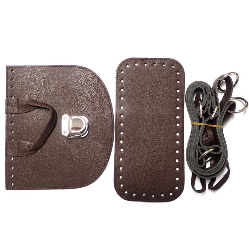 Ökobőr készlet horgolt hátizsákhoz - sötétbarna