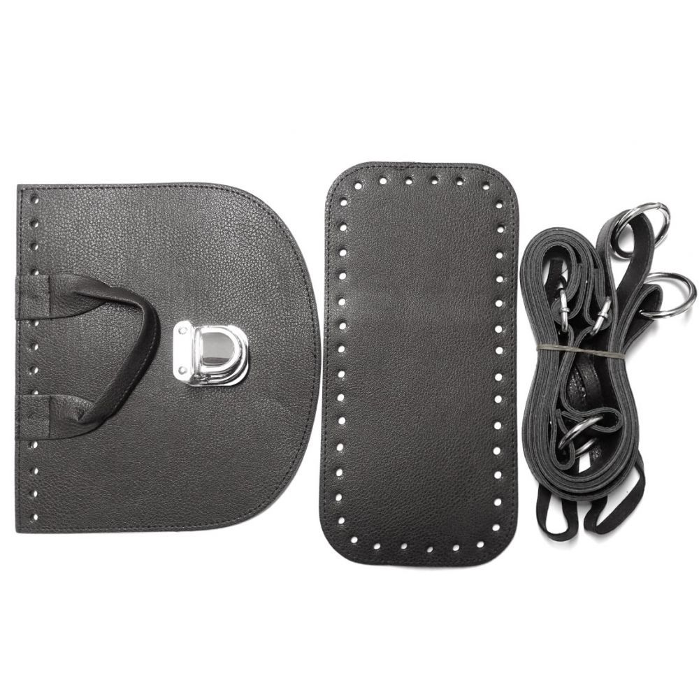 Ökobőr készlet horgolt hátizsákhoz - fekete