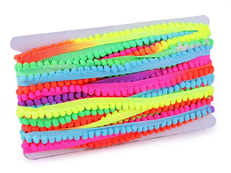 Neon bojtos szalag, szélessége 14 mm, Ø6 mm