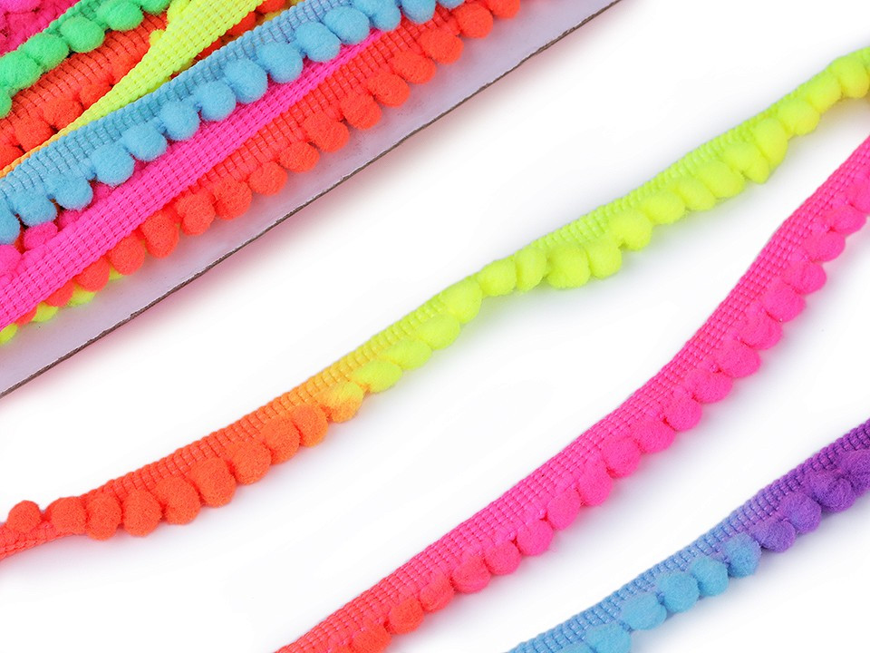 Neon bojtos szalag, szélessége 14 mm, Ø6 mm