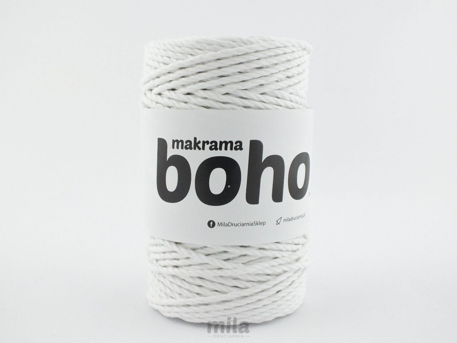 Makramé Boho zsinór 4mm, 02 fehér