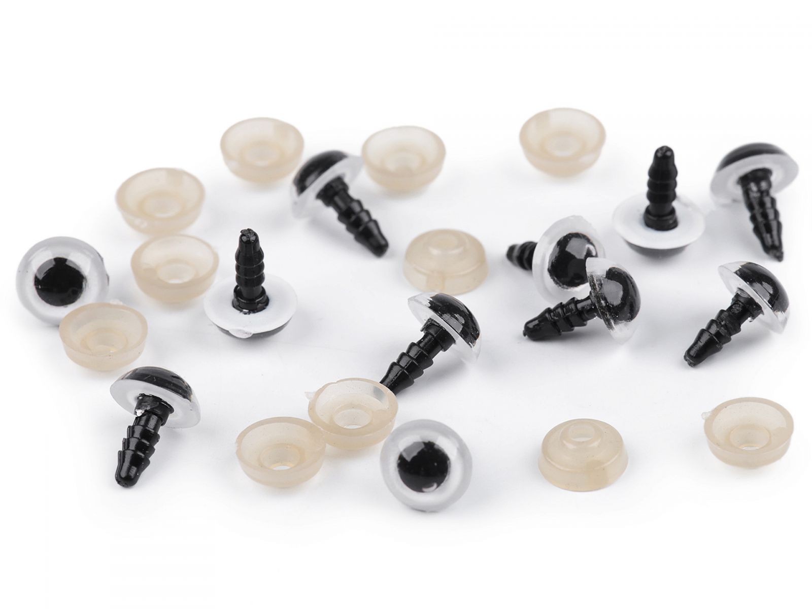 Ochi pentru păpuși cu dispozitiv de siguranță, Ø10 mm-alb