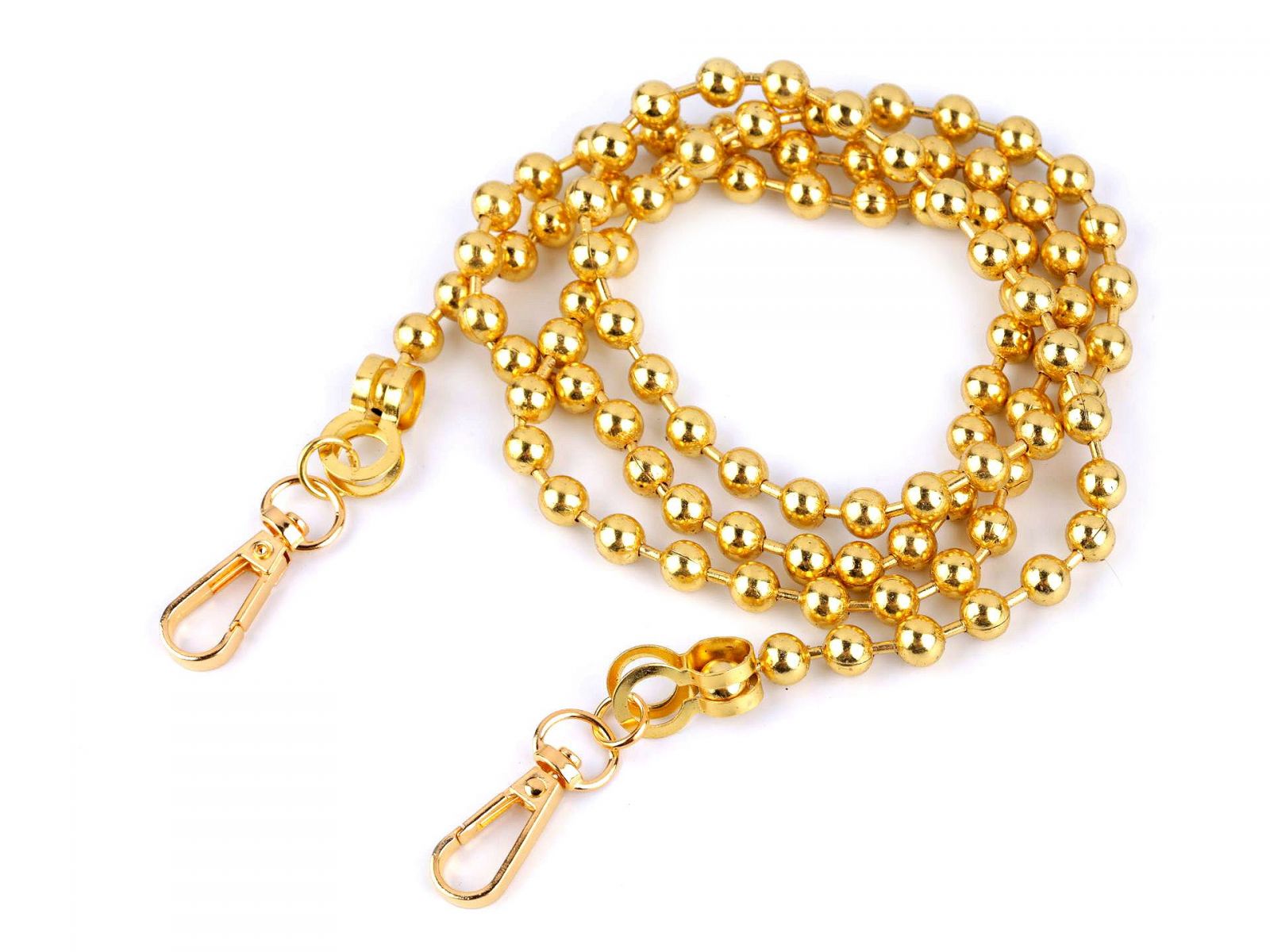 Lanț cu bile pentru genți cu carabină, lungime 120 cm, auriu