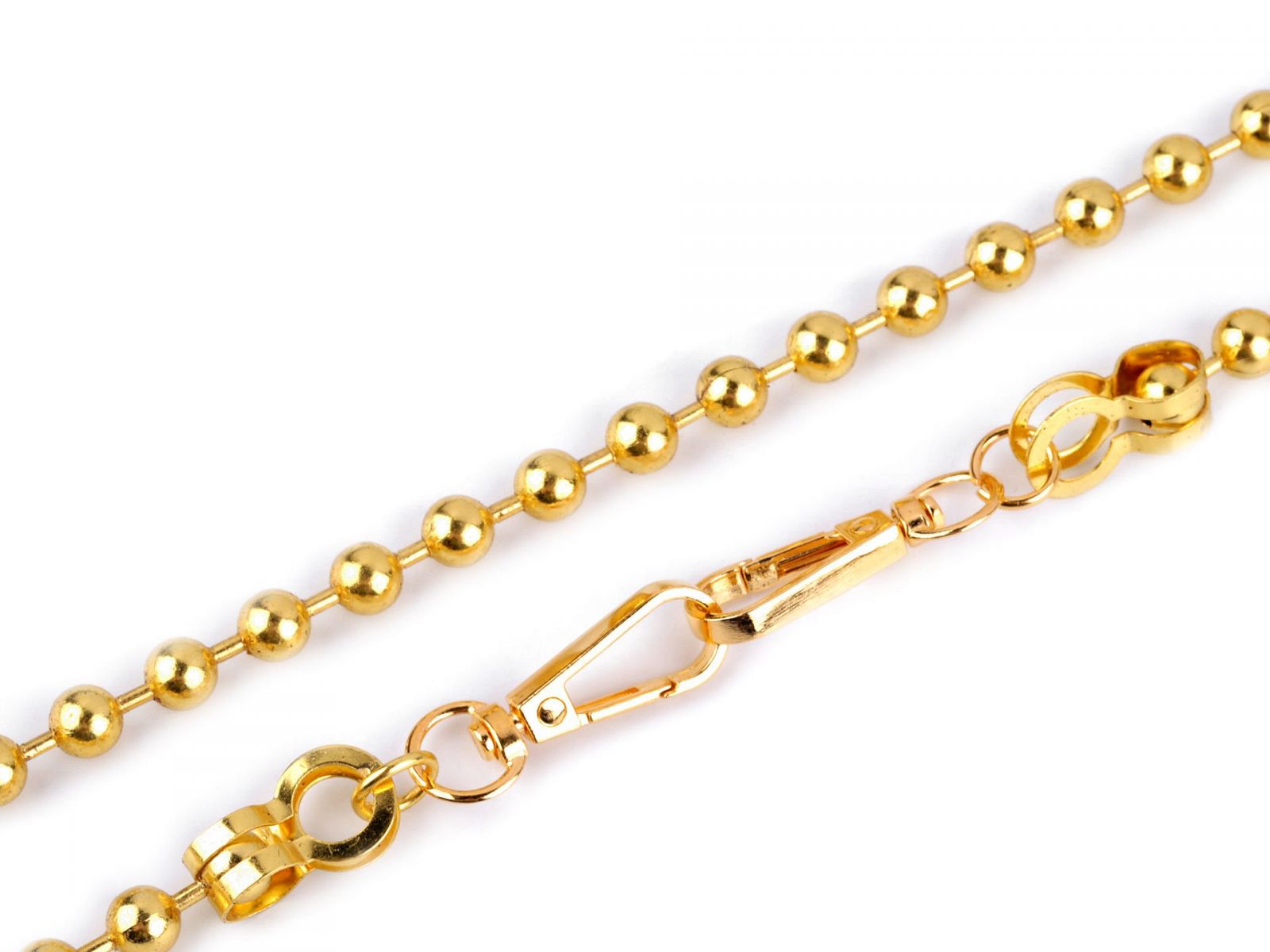 Lanț cu bile pentru genți cu carabină, lungime 120 cm, auriu