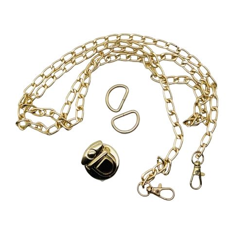 Lant si inchizatoare poseta, set, auriu