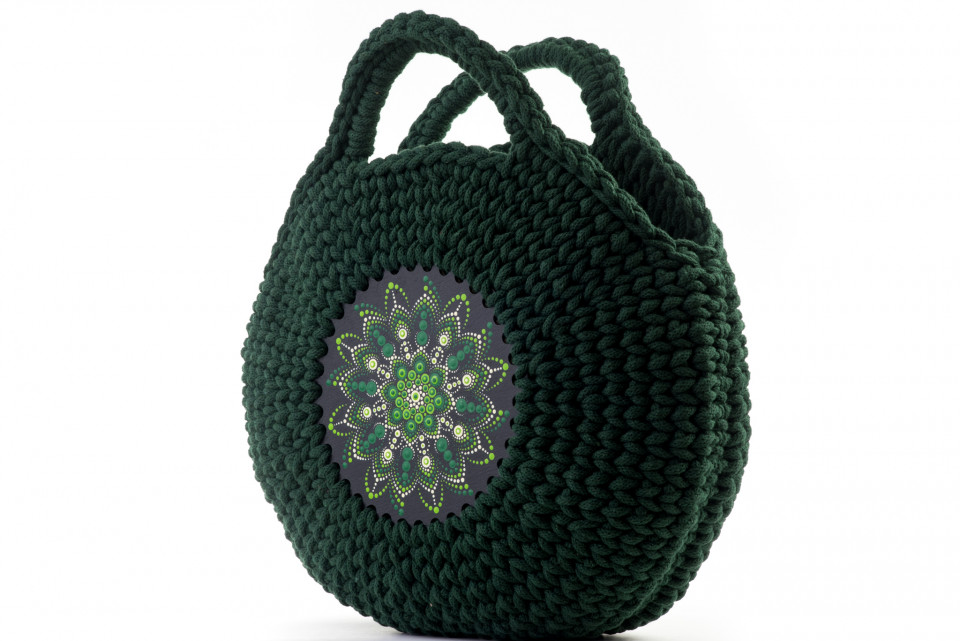 Horgolt táska mandalával zöld/zöld